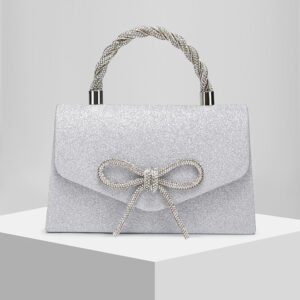 Diamond-encrusted bow chain handbag