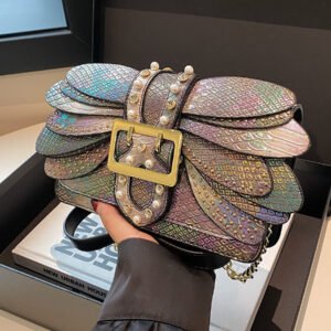 Snake Print One Shoulder Crossbody Small Square Bag